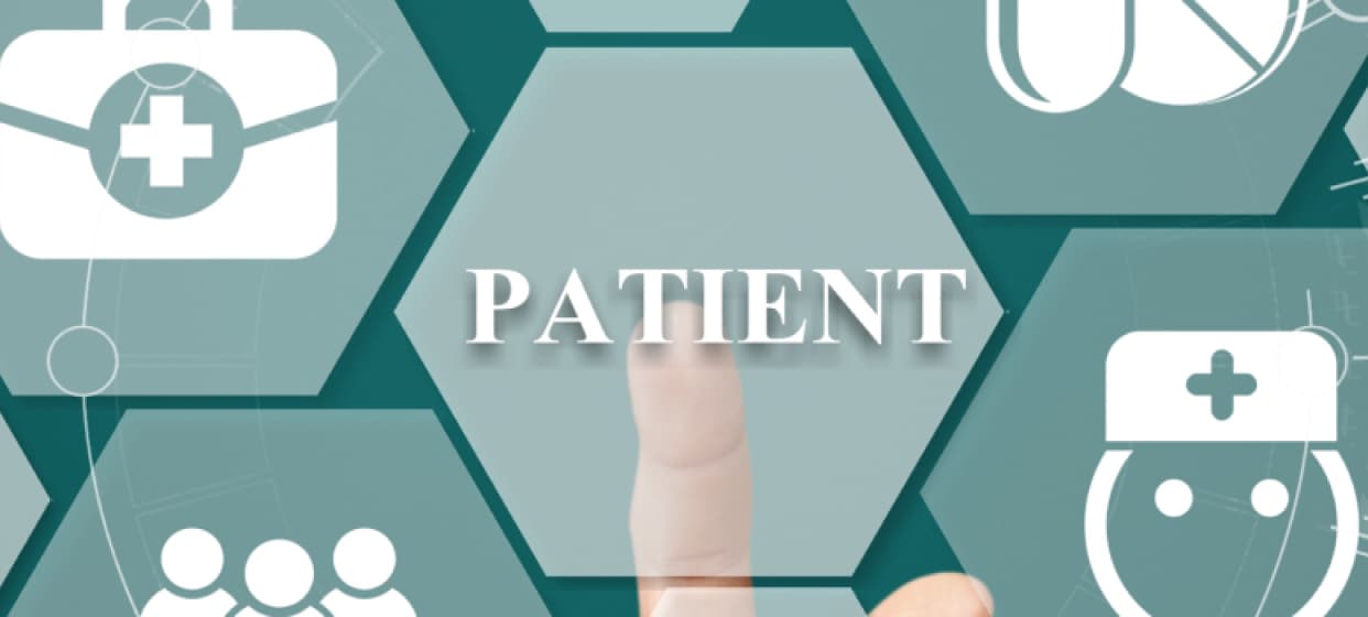 Banner image of patient-centred care with text reading & Patient