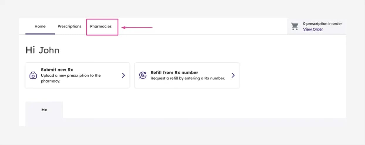"An image showing the process of linking your profile to a pharmacy.
"