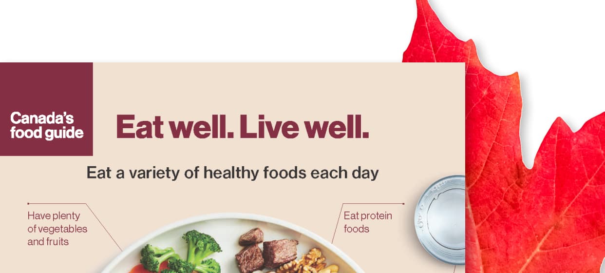 An image shows healthy eating tips with text reading "Eat well. Live well with Eat a varity of healthy foods each day