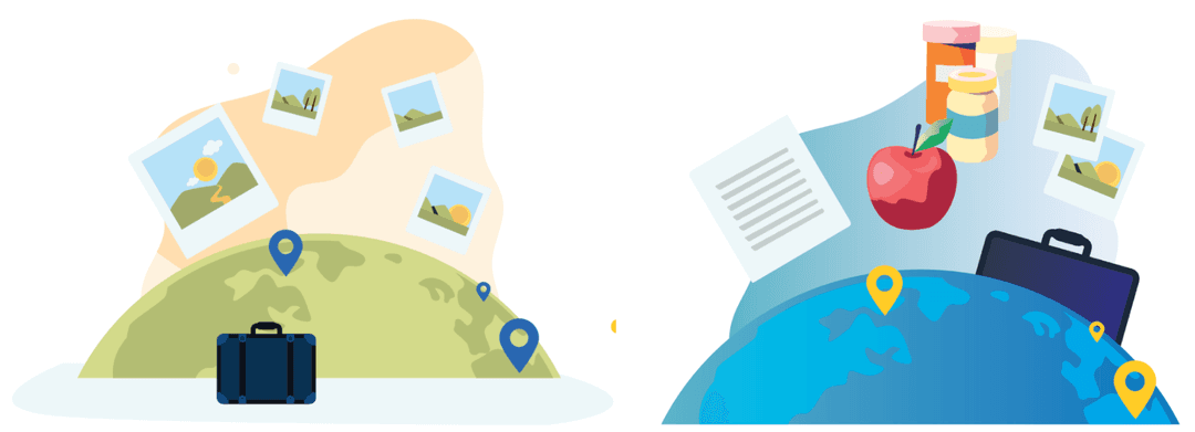 An animated picture of earth and diabetes supplies.